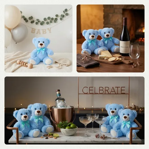 Miniatura 3 de MaoGoLan - Osos de peluche, paquete de 3 osos de peluche, regalo de cumpleaños o centro de mesa para niñas, 13.5 pulgadas Azul