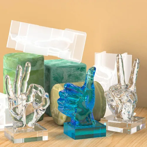 Miniatura 5 de OK - Molde de vela gestual, molde de resina en forma de mano 3D, molde de silicona OK Finger para jabón, fabricación de velas, escultura de yeso