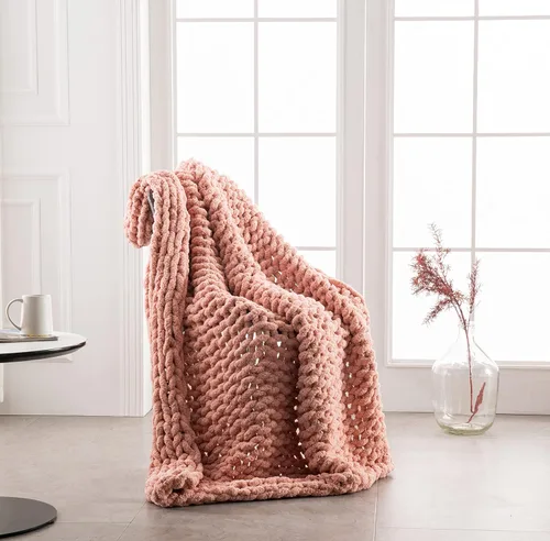 Miniatura 5 de Manta de punto grueso, 50 x 60 pulgadas, 3.7 libras, manta de punto de hilo de felpilla suave, lavable a máquina, manta de punto trenzado hecha a