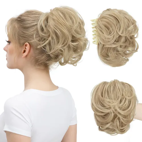 Miniatura 10 de Pinza de pelo con clip de garra, moño corto, pieza de cabello de moño desordenado, extensiones de cabello flexibles, ramificación de cabello Gris