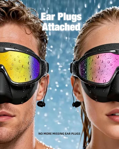 Miniatura 3 de Aegend Gafas de natación con cubierta de nariz para adultos, paquete de 2 gafas de natación de visión amplia, antiniebla/UV, sin fugas, para hombres