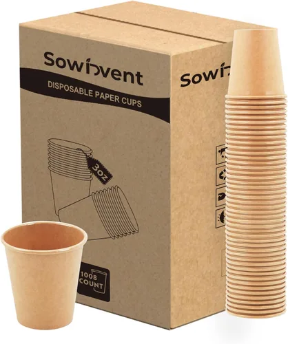 Miniatura 9 de Vasos de papel kraft de 12 onzas, 200 unidades, desechables para bebidas de café frío y caliente, para picnic y vida cotidiana, oficina y viajes