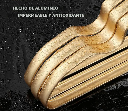 Miniatura 5 de Amber Home Paquete de 20 perchas de aluminio dorado mate de alta calidad, 16.5 pulgadas, extra suaves y duraderas, colgador de metal ligero