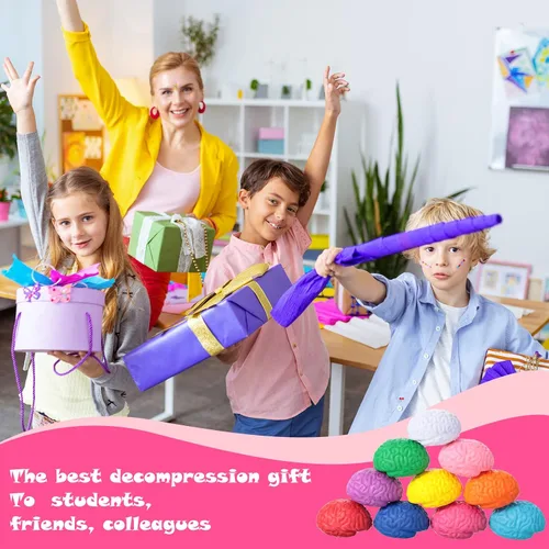 Miniatura 5 de Civaner 60 unidades de bolas de estrés cerebral a granel Squishy en forma de cerebro juguete de estrés PU Mano Ejercicio muscular bola de presión