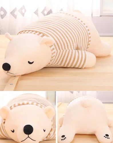Miniatura 8 de MMTTAO Oso Polar Relleno Juguete de Peluche de 14 Pulgadas Pequeño Oso Blanco Durmiente Peluches Suaves Lindas Muñecas de Colección Almohada Cojín