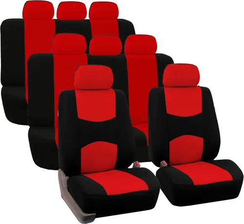 Miniatura 7 de TLH Fundas de Asiento de Coche de Tela Plana Beige 3 Filas, 8 Asientos, Fundas de Asiento Automotrices Universales Accesorios para Coches, Camiones