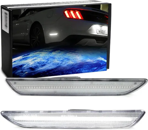 Miniatura 10 de iJDMTOY - Kit de focos laterales traseros con lente transparente roja LED completa Compatible con Ford 2015-23 Mustang, alimentado por 48-SMD LED