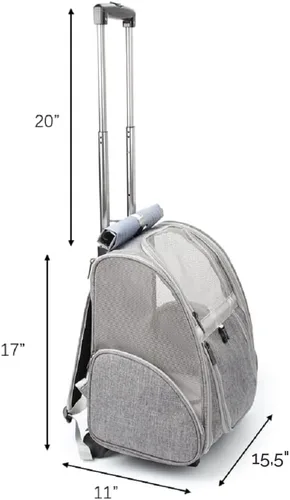 Miniatura 2 de Lollimeow - Transportadora rodante para mascotas, mochila con ruedas para perros, gatos, cachorros, bolsa de viaje con ruedas, carrito para perros