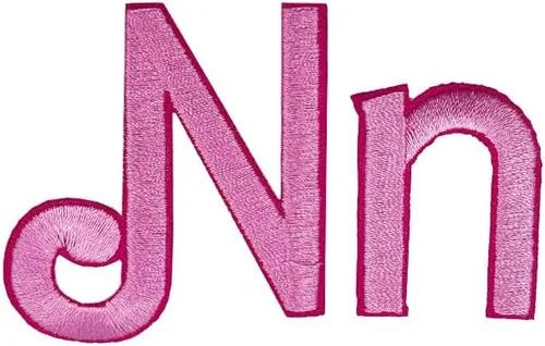 Parches bordados con letras cursivas rosadas para planchar, apliques para ropa, sombrero de vestir, sombrero, jeans, letra del alfabeto (Aa-Zz), Nn