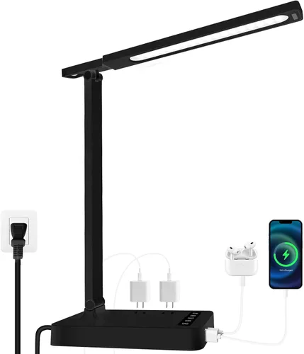 Miniatura 6 de karidi Lámpara de Escritorio LED Regulable Lámpara de Mesa con Puerto de Carga USB, 5 Modos de Iluminación, Control Sensible, Luz de Escritorio