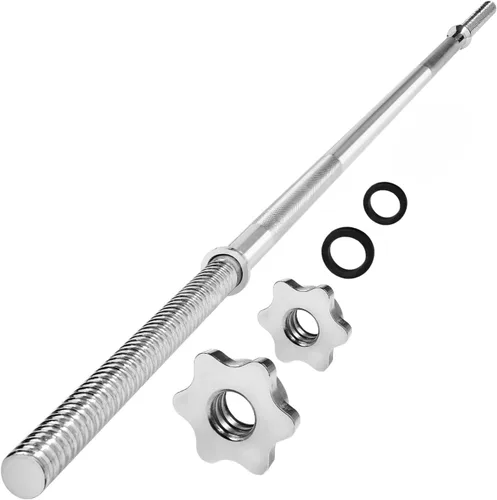 Miniatura 12 de Yes4All Standard Straight Barbell 60" & EZ Curl Bar 47", Capacity 200 to 480 LB, Weight Bar 1" to 2" Diameter - Star Lock Collars, Rubber Ring, I.