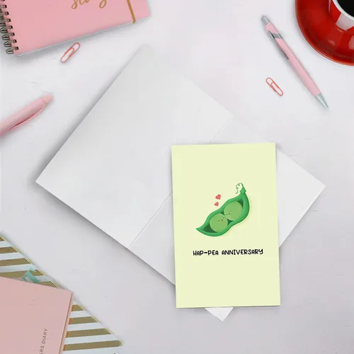 Miniatura 3 de Tarjeta de feliz aniversario SuperShunhu para él o para ella, linda tarjeta de aniversario de guisantes para pareja, tarjeta de aniversario