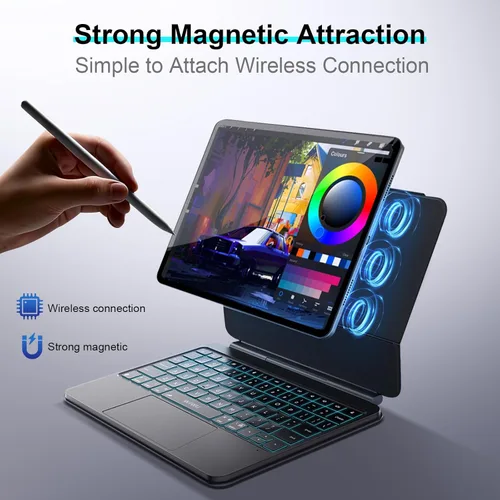Miniatura 3 de WIWU Funda para iPad con teclado Air de 11 pulgadas (M4 2026/M3 2025/M2 2024), teclado iPad Pro de 11 pulgadas con trackpad fácil de instalar