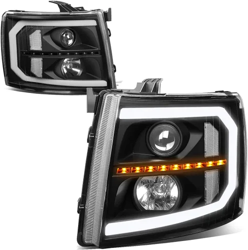 Miniatura 11 de DNA MOTORING HL-HPL-CSIL07-G2-BK-CL1 - Faro delantero de proyector DRL de doble LED compatible con Chevy Silverado 2007-2014, negro/transparente