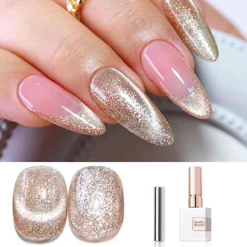 Miniatura 12 de Double Rhythm Esmalte de gel con purpurina de nieve de 0.5 fl oz, color holográfico reflectante para arte de uñas, salón de manicura y bricolaje