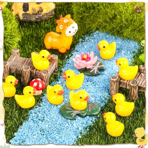 Miniatura 6 de selizo 250 mini patos de resina, pequeños patos de plástico para ocultar, pequeños dijes de pato de resina para bebés a granel para casa de muñecas