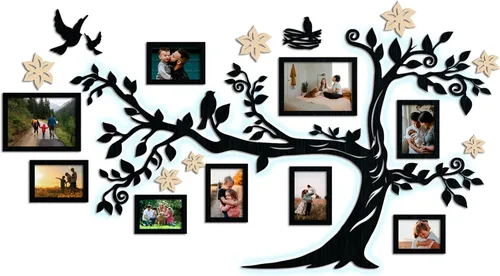 Miniatura 14 de JustLikeWood Decoración grande para el hogar, árbol genealógico de madera con marco, decoración estándar para salas de casa, calcomanías de pared