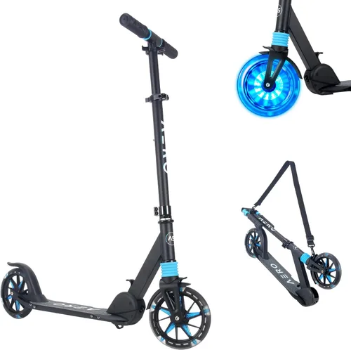 Miniatura 9 de AERO MOBILITY Patinete para niños de 6 años, adolescentes y adultos Ruedas iluminadas, freno de mano, alfombrilla de goma y absorción de impactos