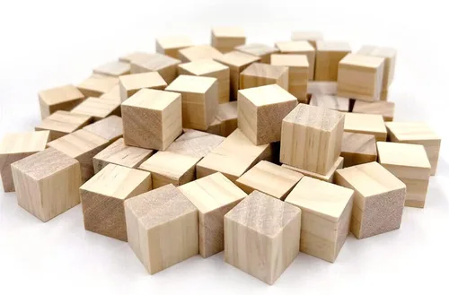 Miniatura 6 de Bloques de madera para manualidades, cubos de madera sin terminar, bloques de madera natural de 0.8 in, paquete de 80 bloques cuadrados de madera