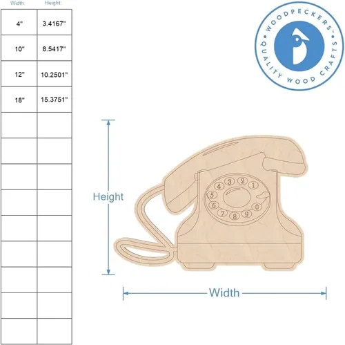 Recortes de madera para teléfono vintage de 12 pulgadas, 1/8 pulgadas de grosor, paquete de 2 manualidades para el día de la madre/San Valentín para