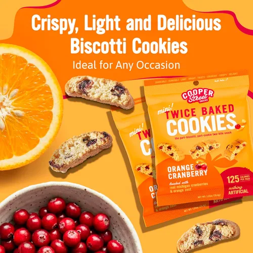 Miniatura 3 de Cooper Street Galletas italianas Biscotti, sabor a naranja y arándano, 1.25 onzas, paquete de 24, sin maní ni lácteos, sabor dulce satisfactorio sin