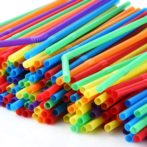 Miniatura 4 de ALINK 1000 unidades de pajitas de plástico flexibles y coloridas, envueltas individualmente, pajitas plegables desechables - 19,7 cm x 0,58 cm