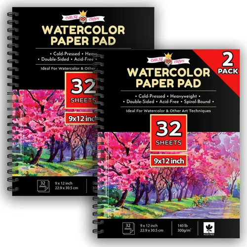Papel de acuarela de color blanco, paquete de 2 (64 hojas), cuaderno de bocetos de papel de color de agua, bloc de papel de acuarela, cuaderno de