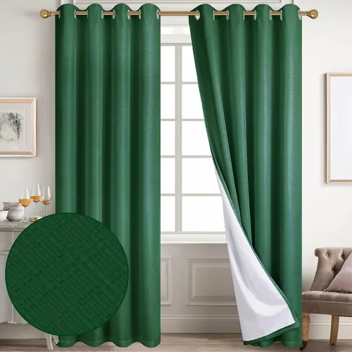 Miniatura 93 de Diraysid Cortinas 100% opacas de lino beige para dormitorio, con ojales, aislamiento térmico, cortinas de oscurecimiento de habitación