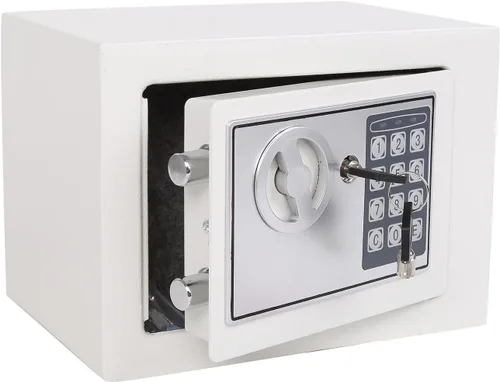 Yuanshikj Caja de seguridad digital electrónica de lujo con teclado, para hogar, oficina, hotel, negocios, joyas, pistola, almacenamiento de Blanco