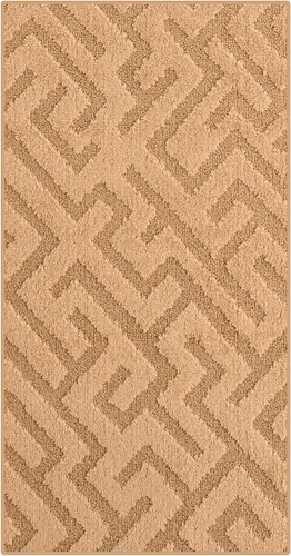 Alfombra decorativa decorativa de 5.9 ft para vestíbulo pequeño, color dorado tostado, antideslizante, lavable y encuadernado en el borde