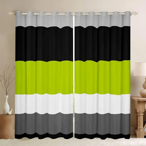 Miniatura 32 de Cortinas opacas de 38 pulgadas de ancho x 45 pulgadas de largo, cortinas opacas de triángulo geométrico naranja, negro, gris claro, cortinas