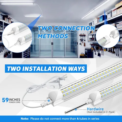 Miniatura 5 de CNSUNWAY Lámparas LED para tienda de 4 pies, luz LED en forma de D de 50W 7500LM 6500K luz blanca diurna, luz para garaje, enlazable con cubierta