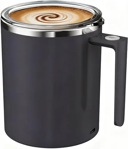 Taza de café autoagitable, taza mezcladora eléctrica de 12.2 onzas con agitador magnético y antisedimentación, taza de viaje recargable para café,