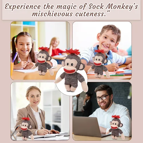 Miniatura 4 de Plushland Adorable mono calcetín, el original juguete de peluche tradicional tejido a mano, regalo para niños, bebés, adolescentes, niñas y niños