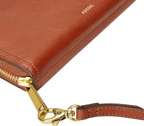 Miniatura 4 de Fossil Logan RFID - Cartera de piel con cierre para mujer con correa de muñeca
