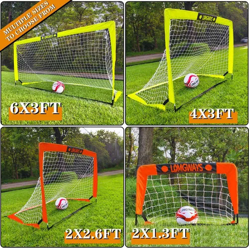 Miniatura 6 de LOMGWAYS Soccer Goal – Foldable Frame Net for Kids + Youth – Indoor + Outdoor Soccer Goal with Carry Bag – Easy Set up – Multiple Sizes for Practice