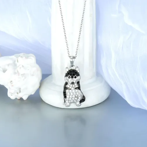 Miniatura 105 de Collares con colgante de perro de plata de ley S925 – 24 razas corgi/husky/labrador/pastor para mujer