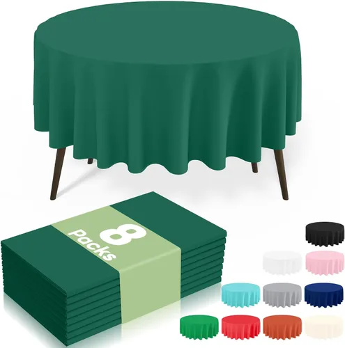 Miniatura 40 de misaya Paquete de 4 manteles desechables de plástico, mantel redondo impermeable de 84 pulgadas, a prueba de fugas y resistentes manteles Azul