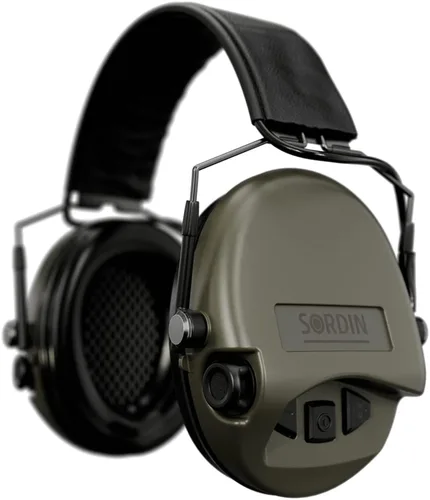 Miniatura 8 de Sordin MIL AUX Slim Ear Muffs - Active and Electronic Military Ear Defenders w/Leather Headband - Tactical Earmuffs Beige Bronceado