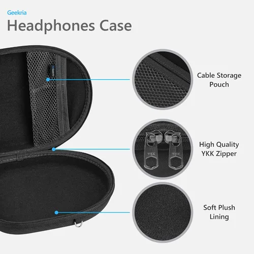 Miniatura 2 de Geekria Shield - Funda para auriculares compatible con Anker Soundcore Q11i, Life Q20, Life Q30, Space Q45 y más, bolsa de transporte de viaje Negro