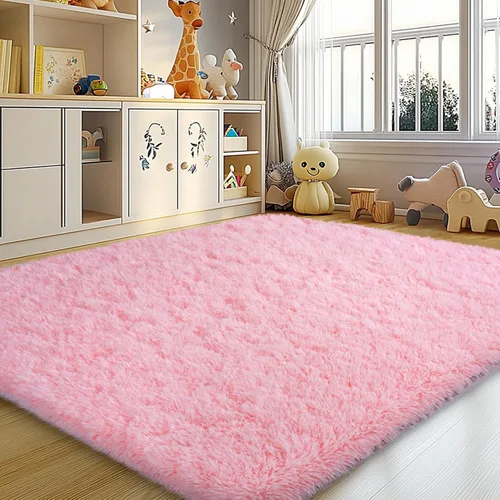 Miniatura 111 de Mugorn - Alfombra de 8 x 10 pies, alfombras grandes, esponjosas, suaves, peludas, antideslizantes, mullidas para interiores, color negro, 8 x 10 pies
