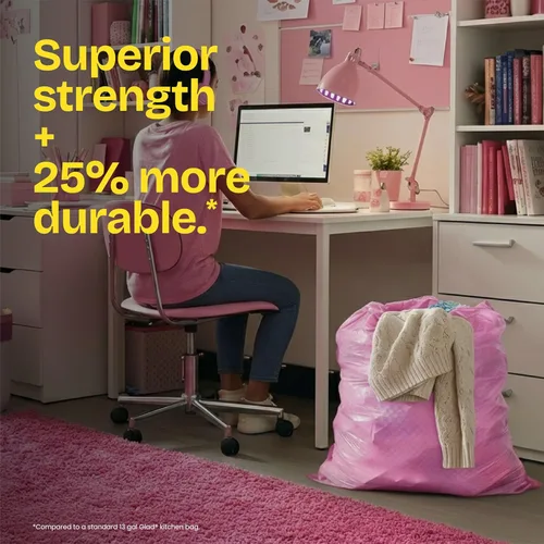 Miniatura 5 de Glad - Bolsas de basura altas para cocina ForceFlex MaxStrength, 13 galones, flor de cerezo, 34 unidades (el embalaje puede variar)
