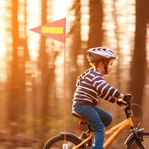 Miniatura 6 de Operitacx Bandera reflectante de seguridad para bicicleta de 11 x 8 pulgadas, bandera de advertencia de alta visibilidad para ciclismo al aire