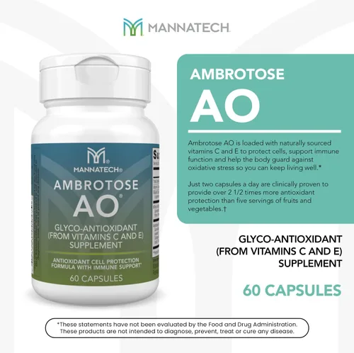 Miniatura 2 de Mannatech Ambrotose AO 60 cápsulas cargadas con vitamina C y vitamina E. Ayuda al cuerpo contra los radicales libres. Suplemento de apoyo