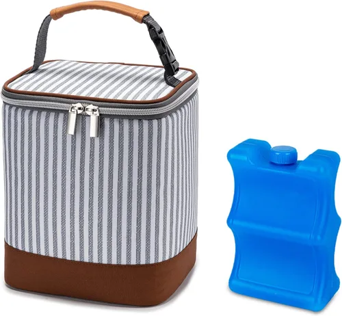 Miniatura 12 de Bolsa enfriadora de leche materna con bolsa de hielo para 4 biberones de hasta 9 onzas, bolsa para biberones para madres lactantes, color verde