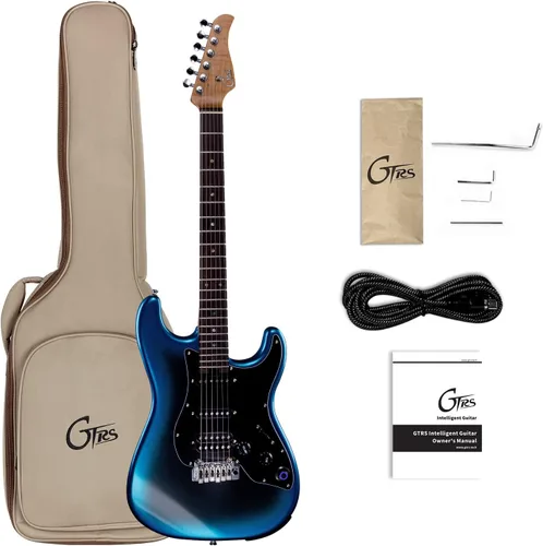 Miniatura 11 de GTRS P800 - Guitarra eléctrica inteligente de práctica con APP, 16 simulaciones de guitarra, efectos y 12 horas de vida de batería, looper de 80