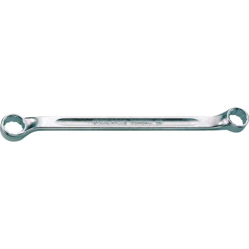 Stahlwille 41071719 - Llave de anillo de doble extremo, hecha de acero de aleación de cromo y cromado, desplazamiento poco profundo con perfil de