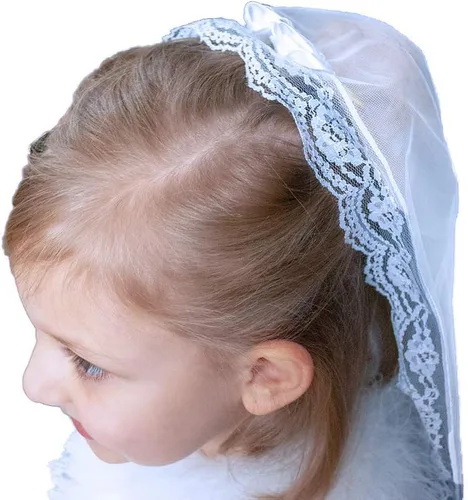 Velos de primera comunión para niñas | Velos de bautizo de confirmación | Tocado floral y brillante | Velos para niños católicos | Ropa cristiana