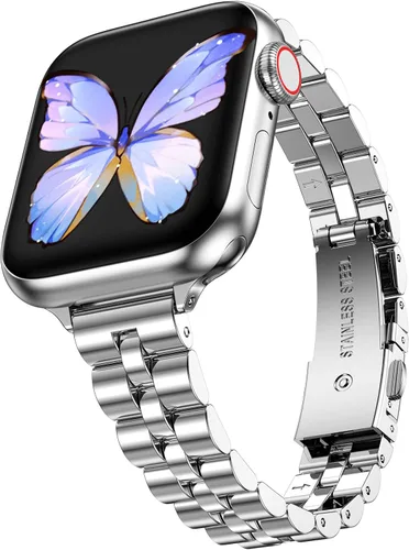 Miniatura 13 de MioHHR - Correas delgadas de metal compatibles con Apple Watch Band Ultra3/2/1 Series 11 10 9 8 7 6 5 4 3 2 1 SE3/2/1, correa delgada y estrecha