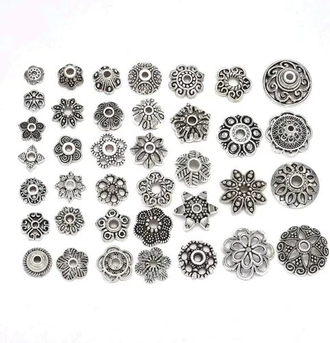 Miniatura 5 de 100 unidades/lote de tapas de cuentas de 0.236 pulgadas para joyas, receptáculo de extremo, ahuecado, toro de flores, bricolaje, espaciado